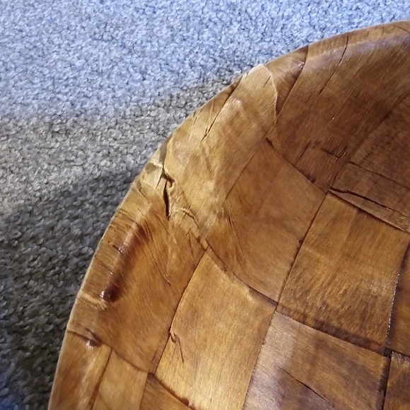 Vintage MCM Formosa Wood Woven Checked 9 Piece Salad Bowl Spoon & Fork Set - Picture 6 of 10